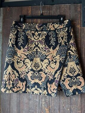 Free People Black and Gold Tapestry Midi Skirt with Purple Accents
